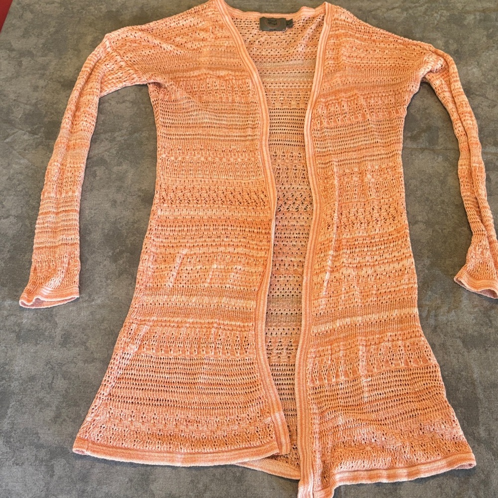 Orange Knit Open Cardigan